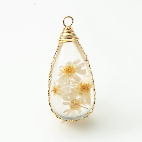 Pendentifs en Résine laiton , avec Fleurs séchées & résine, Placage, DIY & autocollant époxyde, plus de couleurs à choisir Vendu par PC