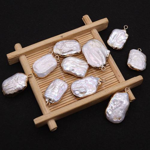 Freshwater Pearl Pendant, with Zinc Alloy, irregular, plated, DIY 