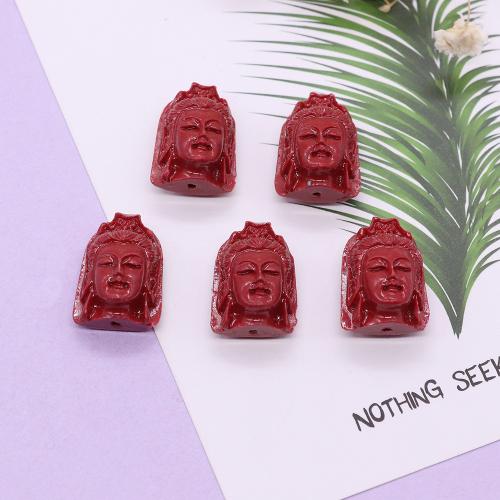 Bijoux Perles en résine, bouddha, DIY, rouge Vendu par PC