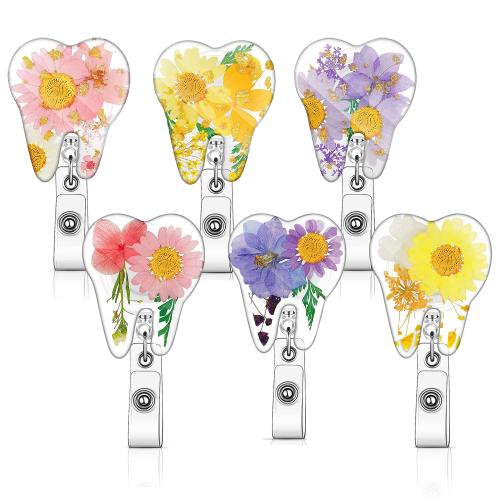 Acrylique Titulaire du badge, avec Fleurs séchées, Dent, Extensible & unisexe, plus de couleurs à choisir Vendu par PC