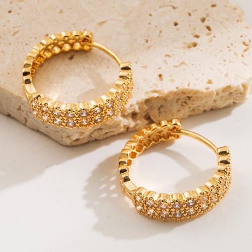 Cuivre Huggie Anneau d'oreille, Placage de couleur d'or, styles différents pour le choix & pour femme & avec strass Vendu par paire