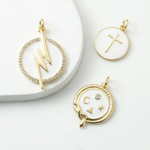 Cubique Pendentif en laiton zircon pavent, Placage, bijoux de mode & pavé de micro zircon, plus de couleurs à choisir, protéger l'environnement, sans nickel, plomb et cadmium Vendu par PC