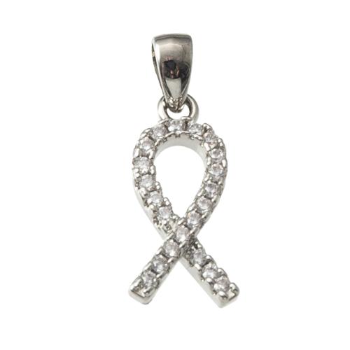 Cubique Pendentif en laiton zircon pavent, Placage, bijoux de mode & avec le motif du ruban de sensibilisation & pavé de micro zircon, plus de couleurs à choisir, protéger l'environnement, sans nickel, plomb et cadmium Vendu par PC