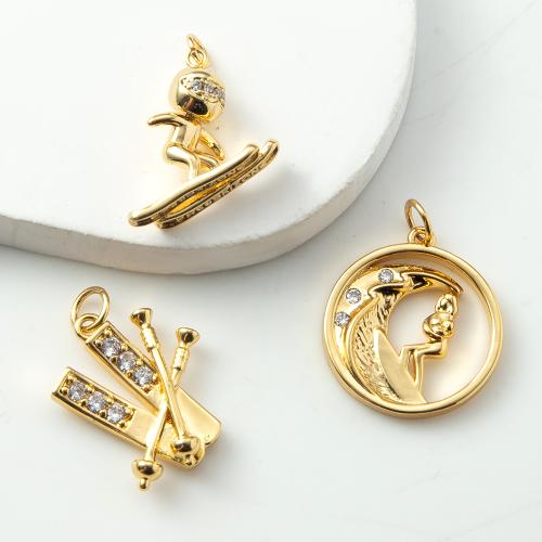 Cubique Pendentif en laiton zircon pavent, Placage, bijoux de mode & pavé de micro zircon, plus de couleurs à choisir, protéger l'environnement, sans nickel, plomb et cadmium Vendu par PC