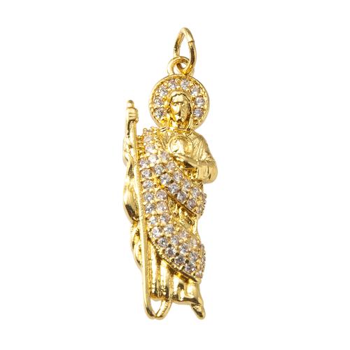 Cubique Pendentif en laiton zircon pavent, Placage, bijoux de mode & pavé de micro zircon, Or, protéger l'environnement, sans nickel, plomb et cadmium Vendu par PC