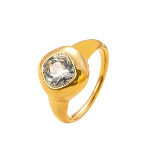 Pierre précieuse bague en acier inoxydable, Acier inoxydable 304, avec Pierre naturelle, Placage de couleur d'or, bijoux de mode & normes différentes pour le choix & pour femme, plus de couleurs à choisir, Vendu par PC