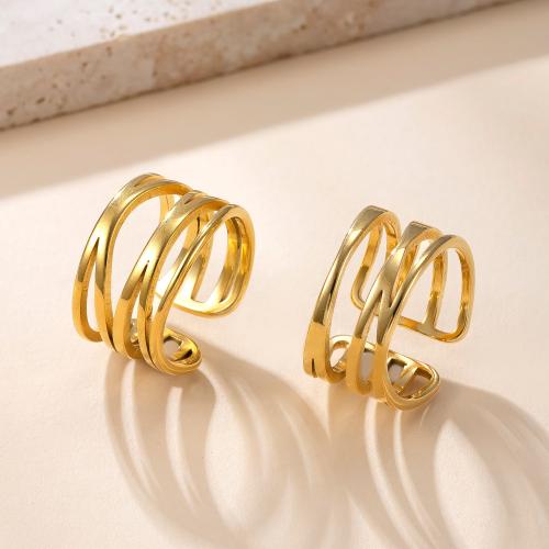 Bague en acier inoxydable, Acier inoxydable 304, Plaqué or 18K, styles différents pour le choix & pour femme & creux, Vendu par PC