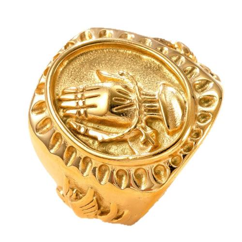 Bague en acier inoxydable, Acier inoxydable 304, Plaqué or 18K, bijoux de mode & normes différentes pour le choix & pour homme, Vendu par PC