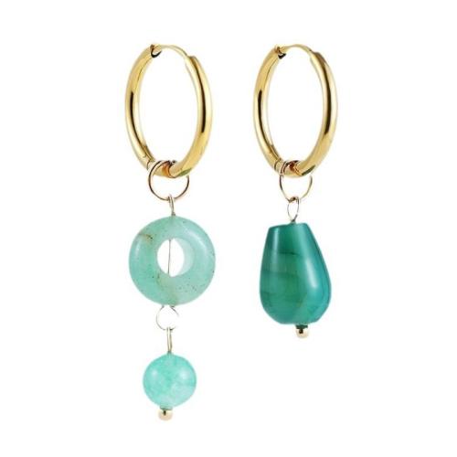 Acier inoxydable 304 Boucle d'oreille goutte, avec Pierre naturelle, Placage de couleur d'or, bijoux de mode & différents matériaux pour le choix & pour femme, Vendu par paire