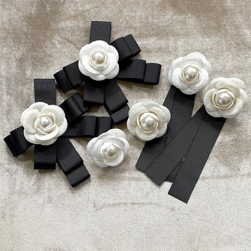 Cloth Brooch, with Plastic Pearl, handmade, fashion jewelry & for woman 