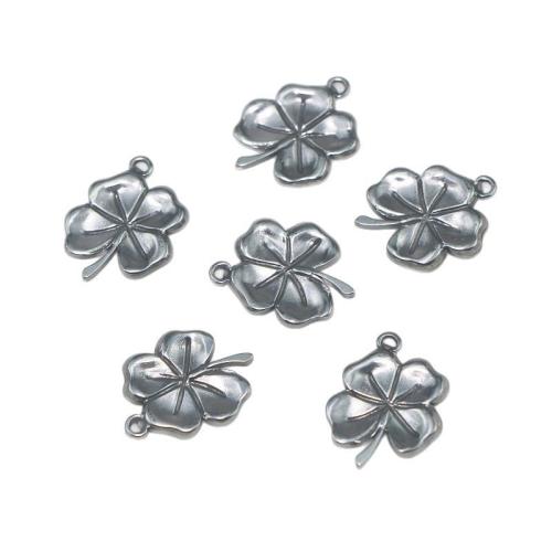 Stainless Steel Clover Pendant, 304 Stainless Steel, Four Leaf Clover, silver color plated, DIY, silver color 
