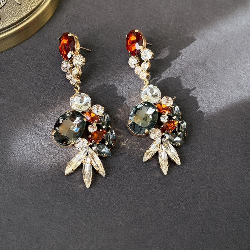 Zinc Alloy Drop Earring, with Crystal, Geometrical Pattern, plated, for woman & with rhinestone 