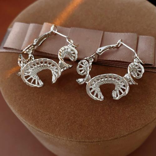 Латунь Основа для сережки, плакирован серебром, Женский & отверстие продается Пара