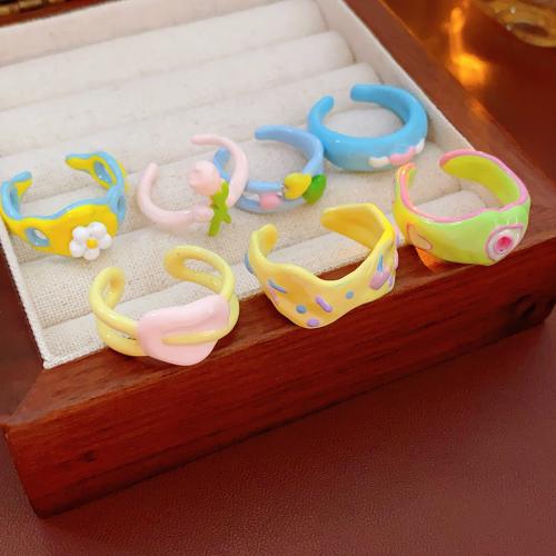 Messing Manschette Fingerring, verschiedene Stile für Wahl & für Frau & Emaille, Größe:6-8, verkauft von PC