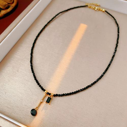 Brass Necklace, with Quartz, with 3.5inch extender chain, handmade, folk style & for woman & with rhinestone Approx 13.6 Inch 