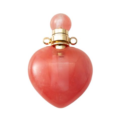 Cherry Quartz Perfume Bottle Pendant, plated, DIY 