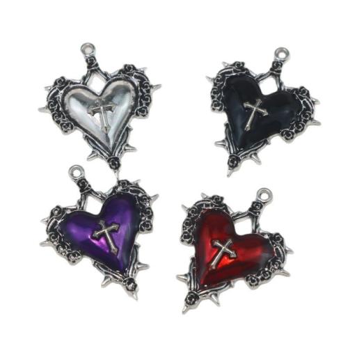 Colgantes de Aleación de Zinc en Forma de Corazón, con Piedras preciosas, Corazón y Cruz, chapado, Bricolaje, más colores para la opción, Vendido por UD
