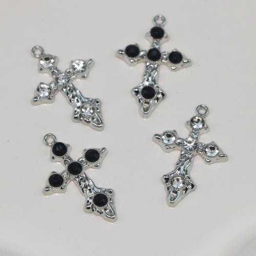 Zink Legierung Strass Anhänger, Zinklegierung, Kreuz, plattiert, DIY & mit Strass, keine, verkauft von PC