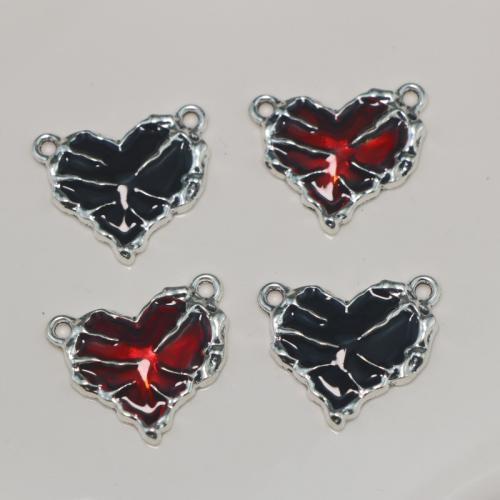 Colgantes de Aleación de Zinc en Forma de Corazón, chapado, Bricolaje & esmalte & perforado doble, más colores para la opción, Vendido por UD