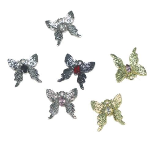 Zink Legierung Strass Anhänger, Zinklegierung, Schmetterling, plattiert, DIY & mit Strass, keine, verkauft von PC