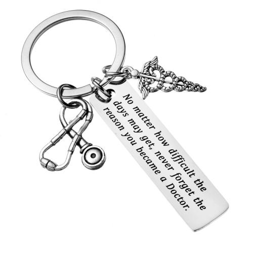 304 Stainless Steel Key Clasp, Unisex & with letter pattern, original color, key clasp total length 80mm 