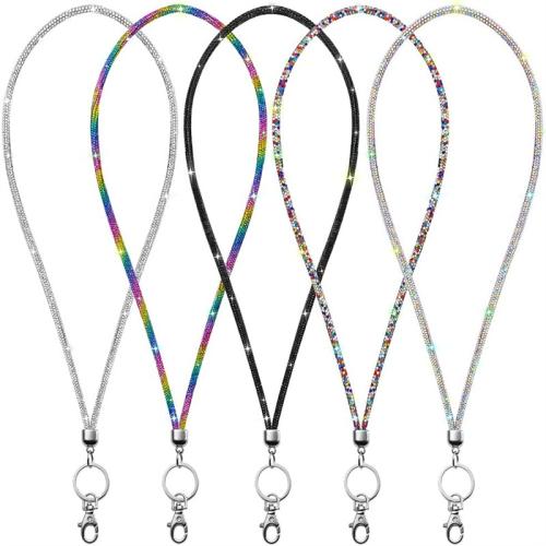 corde de coton Longe titulaire de la carte, avec alliage de zinc, unisexe & avec strass, plus de couleurs à choisir Environ 48 cm, Vendu par PC