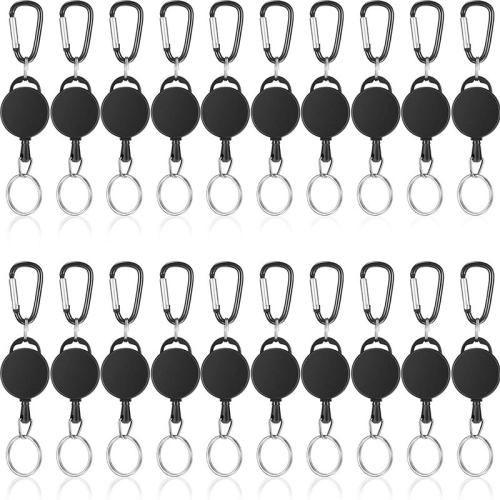 plastique ABS porte-clés mousqueton, avec alliage de zinc, Extensible & unisexe, noire Vendu par PC[