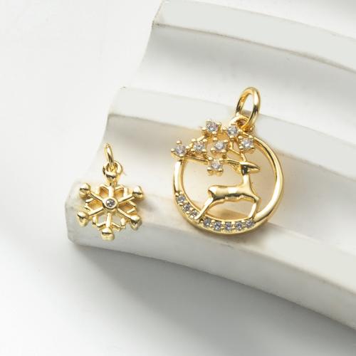 Cubique Pendentif en laiton zircon pavent, Placage, bijoux de mode & pavé de micro zircon, doré, protéger l'environnement, sans nickel, plomb et cadmium Vendu par PC
