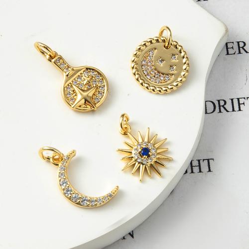 Cubique Pendentif en laiton zircon pavent, Placage, bijoux de mode & pavé de micro zircon, plus de couleurs à choisir, protéger l'environnement, sans nickel, plomb et cadmium Vendu par PC
