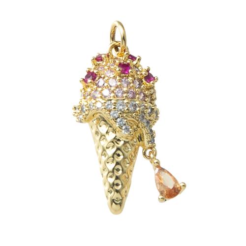 Cubique Pendentif en laiton zircon pavent, crème glacée, Placage, bijoux de mode & pavé de micro zircon, plus de couleurs à choisir, protéger l'environnement, sans nickel, plomb et cadmium Vendu par PC