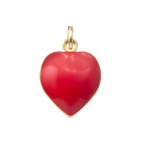 Pendentifs de Émail laiton , coeur, Placage, bijoux de mode & émail, rouge, protéger l'environnement, sans nickel, plomb et cadmium Vendu par PC