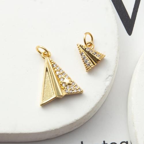 Cubique Pendentif en laiton zircon pavent, Placage, bijoux de mode & pavé de micro zircon, doré, protéger l'environnement, sans nickel, plomb et cadmium Vendu par PC