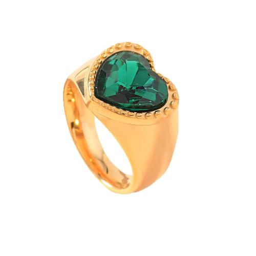 Bague en acier inoxydable , Acier inoxydable 304, Placage de couleur d'or, styles différents pour le choix & pour femme & avec strass, plus de couleurs à choisir Vendu par PC