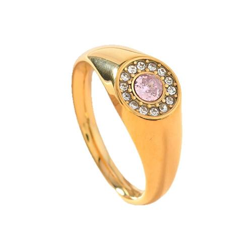 Bague en acier inoxydable , Acier inoxydable 304, Placage de couleur d'or, normes différentes pour le choix & pour femme & avec strass, plus de couleurs à choisir, Vendu par PC