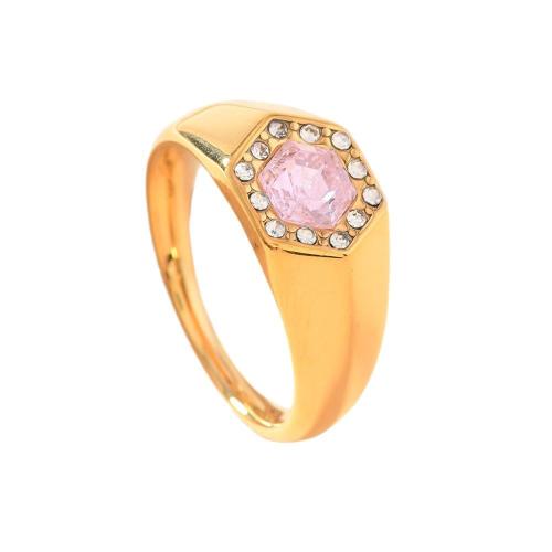 Bague en acier inoxydable , Acier inoxydable 304, Placage de couleur d'or, unisexe & normes différentes pour le choix & avec strass, plus de couleurs à choisir, Vendu par PC