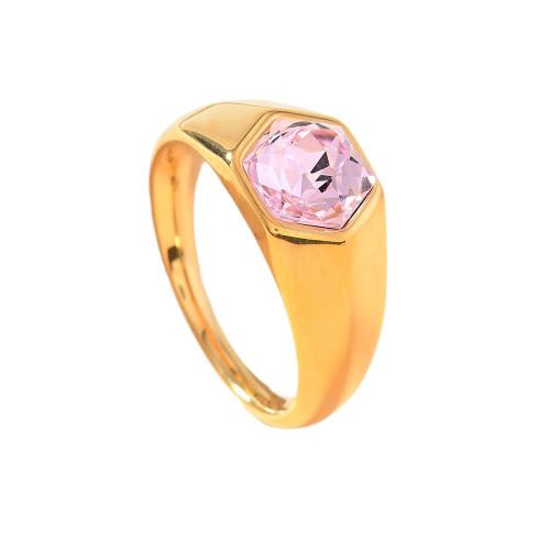 Bague en acier inoxydable , Acier inoxydable 304, Placage de couleur d'or, unisexe & normes différentes pour le choix & avec strass, plus de couleurs à choisir, Vendu par PC