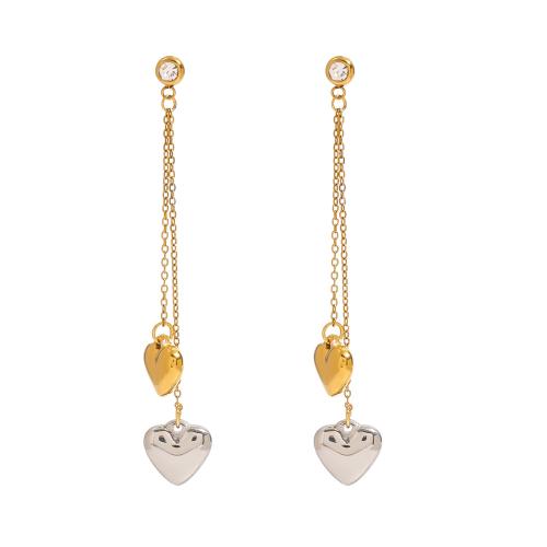 Acier inoxydable 304 boucle d'oreille en gland, Placage, pour femme & avec strass & deux tons, Vendu par paire