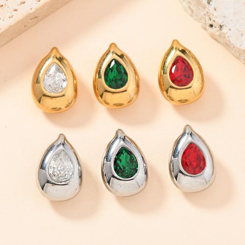 Pendentifs en acier inoxydable zircons cubiques, Acier inoxydable 304, larme, Placage, DIY & pavé de micro zircon, plus de couleurs à choisir, Vendu par PC