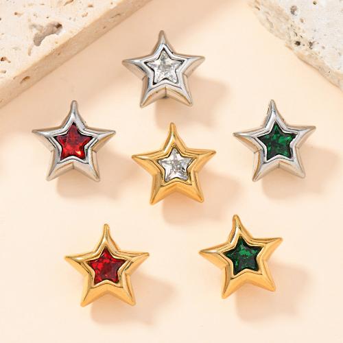 Pendentifs en acier inoxydable zircons cubiques, Acier inoxydable 304, étoile, Placage, DIY & pavé de micro zircon, plus de couleurs à choisir, Vendu par PC