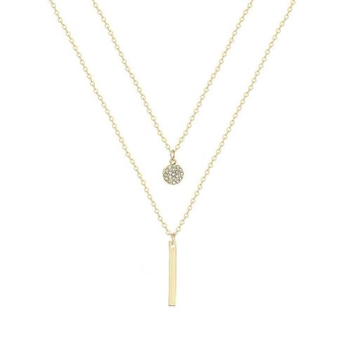 Collier de mode Multi couche, alliage de zinc, Placage, Double couche & bijoux de mode & pour femme & avec strass, plus de couleurs à choisir, Internal link :39cm, external link :45cm, extended link :6cm, Vendu par PC