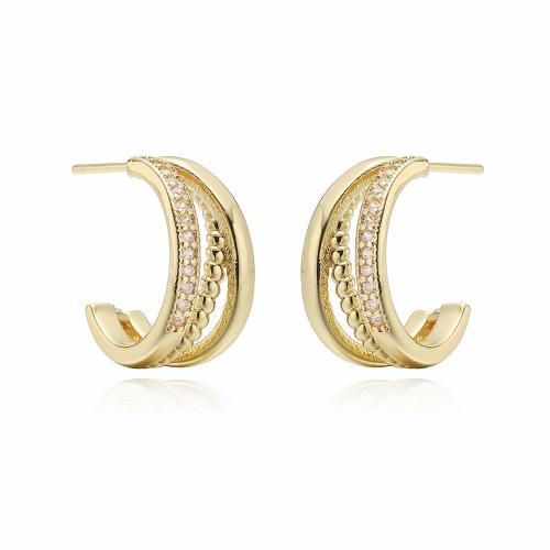 Cubic Zirconia Micro Pave Brass Earring, plated, fashion jewelry & micro pave cubic zirconia 
