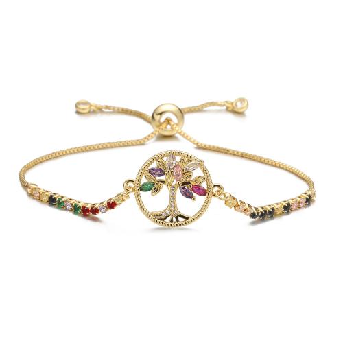 Cubic Zirconia Micro Pave Brass Bracelet, Tree, plated, fashion jewelry & micro pave cubic zirconia 