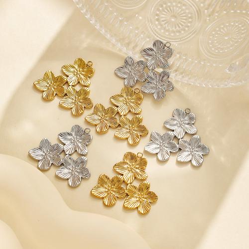 Stainless Steel Flower Pendant, 304 Stainless Steel, plated, DIY 