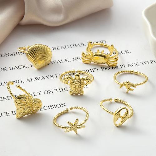 Messing Fingerring, plattiert, Modeschmuck, goldfarben, frei von Nickel, Blei & Kadmium, 23.5x15.6x21.6mm, verkauft von PC