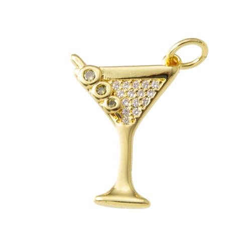 Cubique Pendentif en laiton zircon pavent, tasse, Placage, bijoux de mode & pavé de micro zircon, doré, protéger l'environnement, sans nickel, plomb et cadmium Vendu par PC