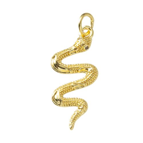 Cubique Pendentif en laiton zircon pavent, serpent, Placage, bijoux de mode & pavé de micro zircon, doré, protéger l'environnement, sans nickel, plomb et cadmium Vendu par PC
