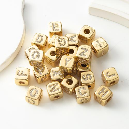 Perles zircon Micro Pave cubes, laiton, Placage, DIY & pavé de micro zircon, doré, protéger l'environnement, sans nickel, plomb et cadmium Vendu par PC