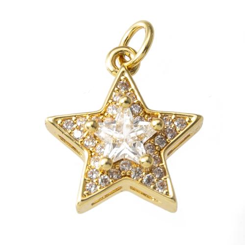 Cubique Pendentif en laiton zircon pavent, étoile, Placage, bijoux de mode & pavé de micro zircon, plus de couleurs à choisir, protéger l'environnement, sans nickel, plomb et cadmium Vendu par PC