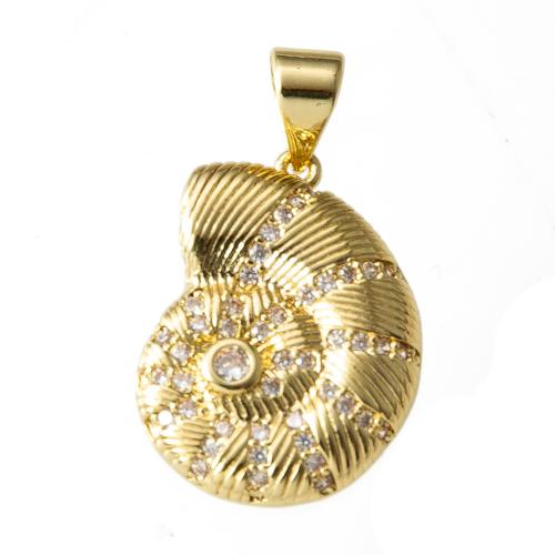 Cubique Pendentif en laiton zircon pavent, conque, Placage, bijoux de mode & pavé de micro zircon, plus de couleurs à choisir, protéger l'environnement, sans nickel, plomb et cadmium Vendu par PC