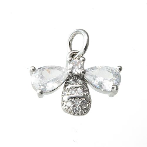 Cubique Pendentif en laiton zircon pavent, Insecte, Placage, bijoux de mode & pavé de micro zircon, plus de couleurs à choisir, protéger l'environnement, sans nickel, plomb et cadmium Vendu par PC